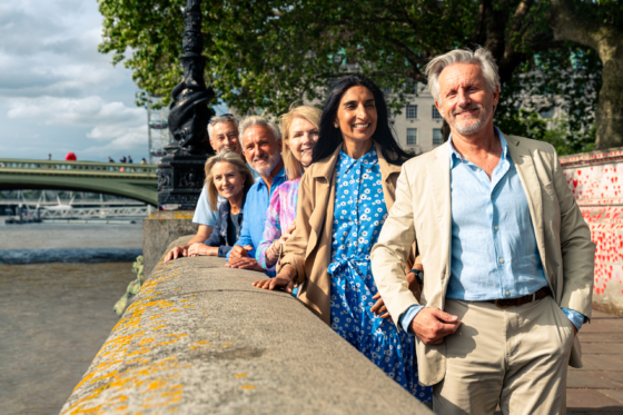 Senior group old buddies reunion in London